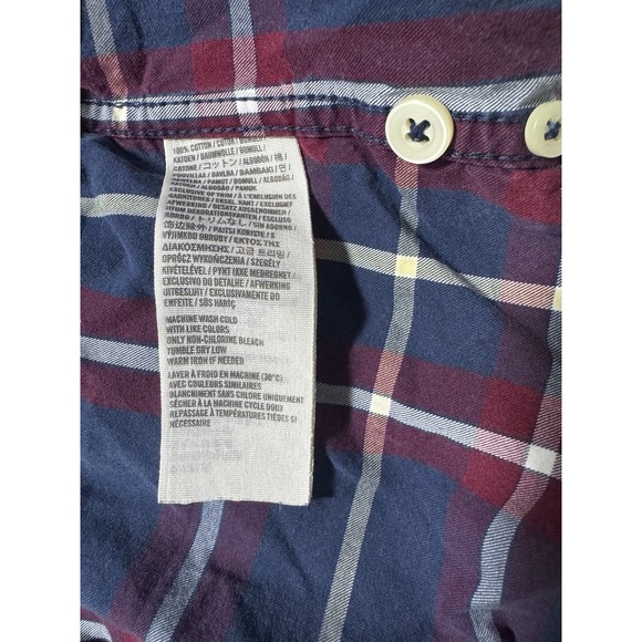 Y2K Abercrombie & Fitch Mens Plaid Button Up Shirt Sz XXL Navy Muscle Fit (B6) - Picture 7 of 8